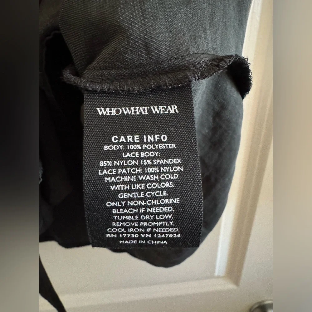 NWT Who What Wear Black Lace Detail Button Down Shirt Size Large - Picture 9 of 9
